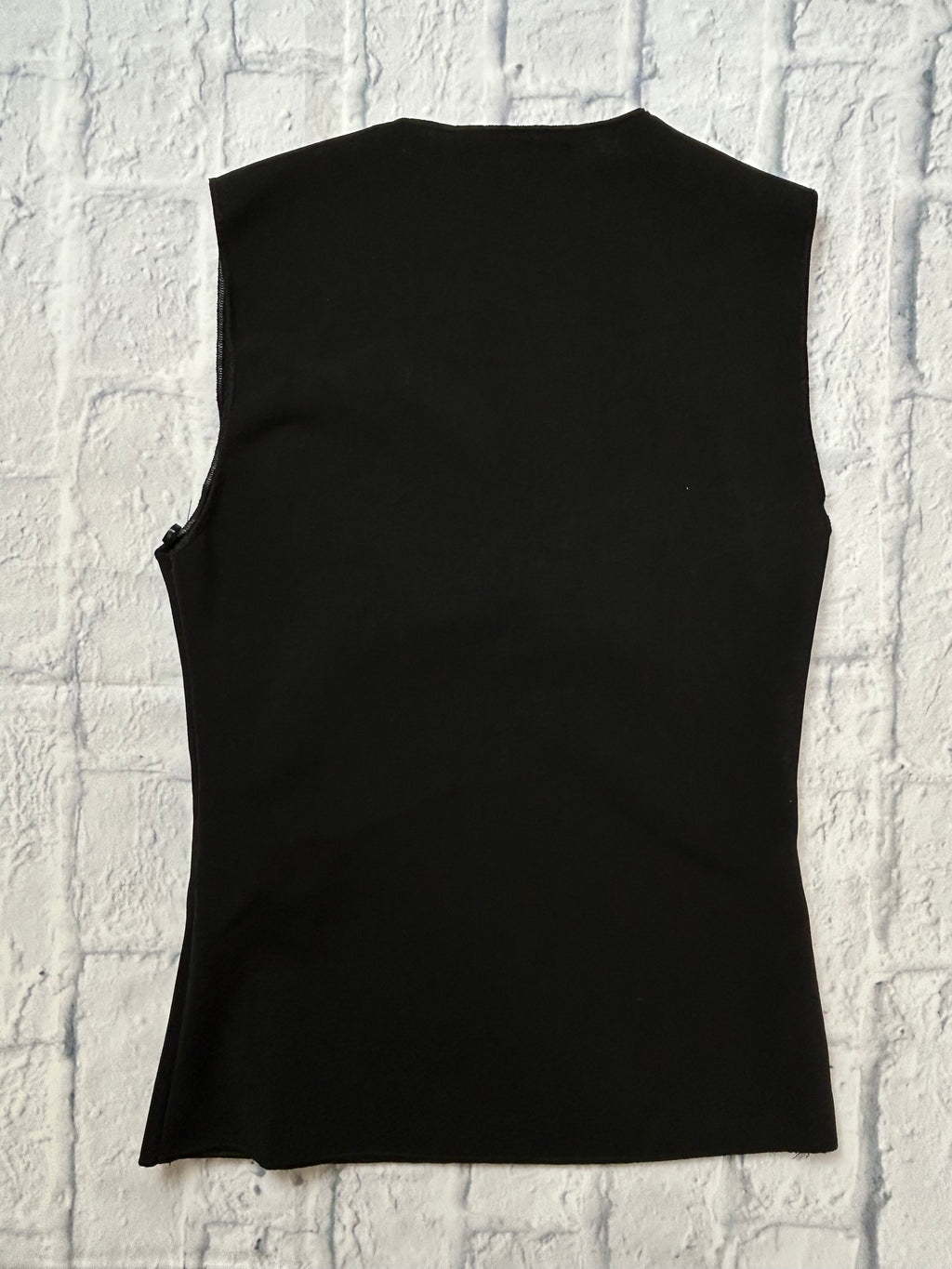 Zara Sleeveless Black Top - Pearl & Crystal Ruched Sweetheart Neckline - Size S
