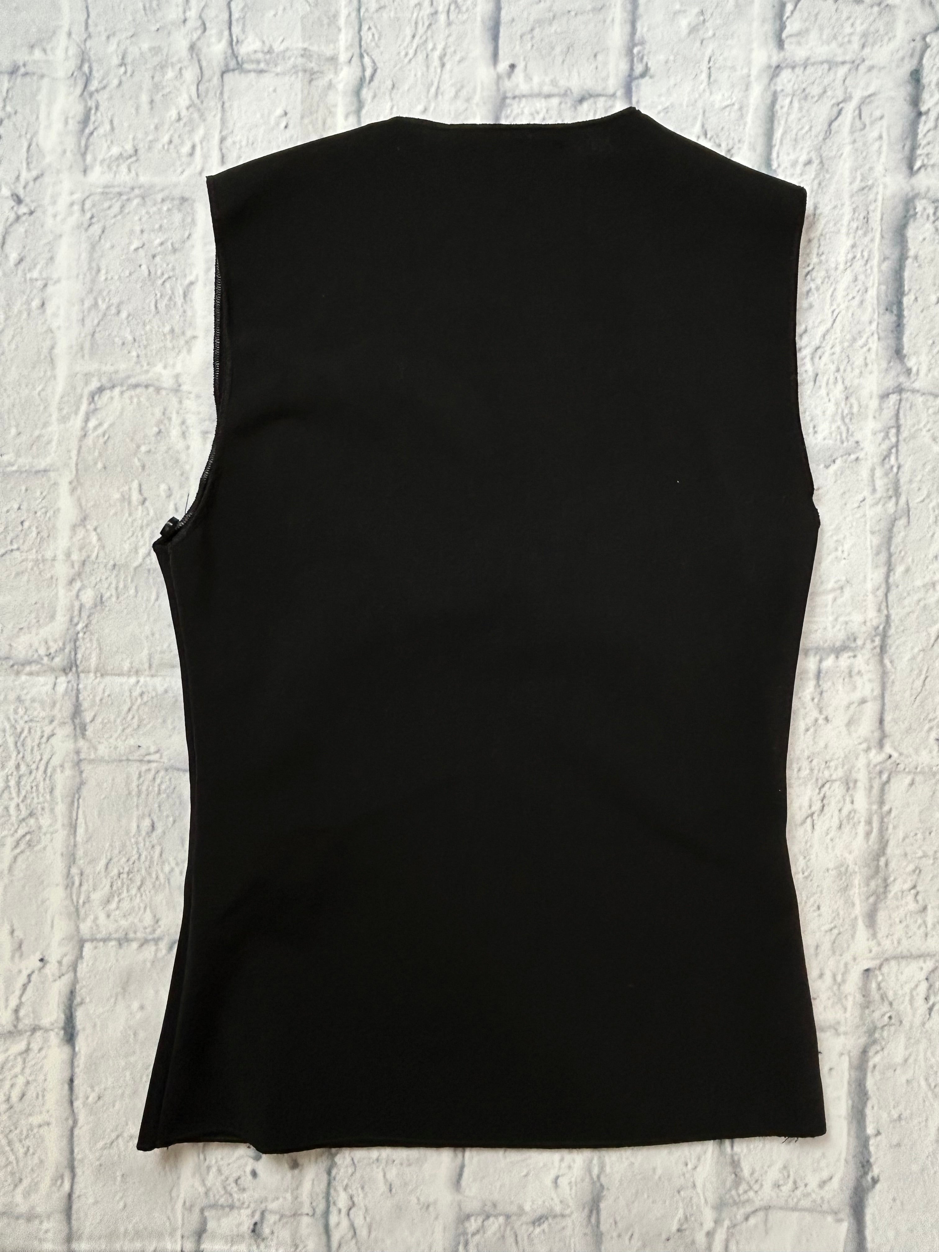 Zara Sleeveless Black Top - Pearl & Crystal Ruched Sweetheart Neckline - Size S