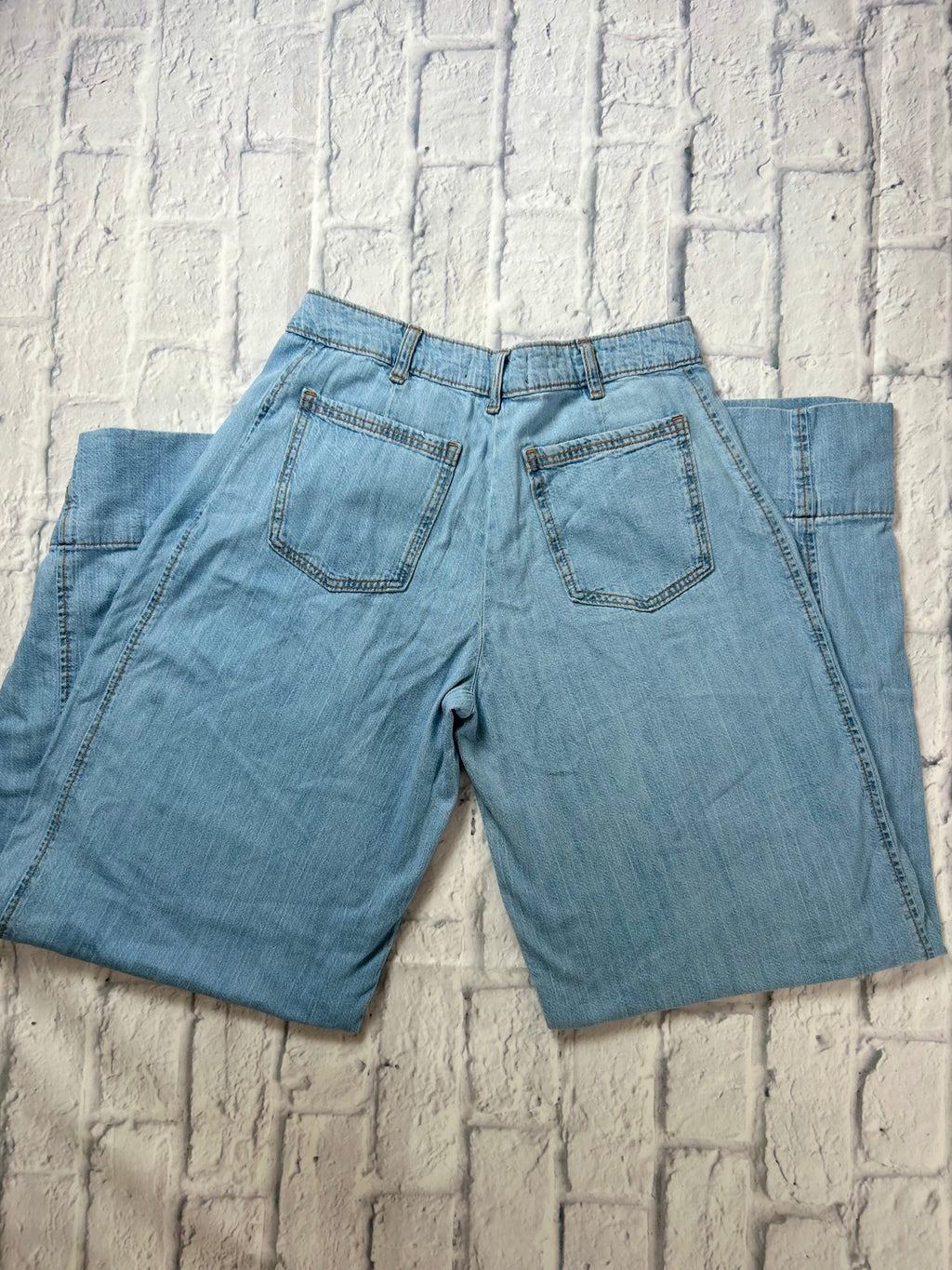 Zara Mid Rise Wide Leg Denim Pants - Light Wash - Size 0