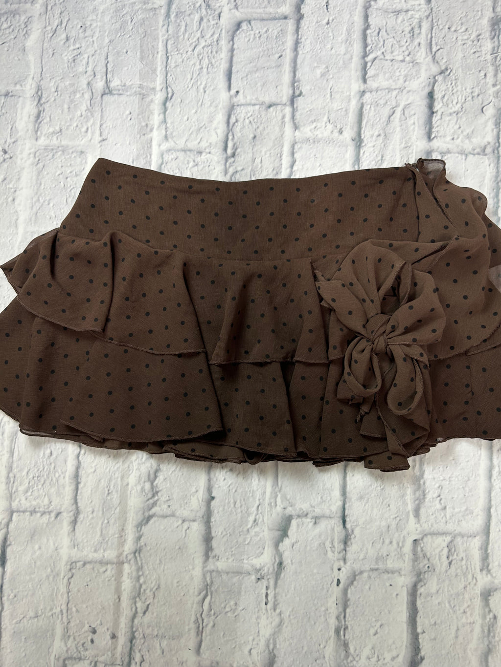Zara Mini Skort – Brown & Black Polka Dot – Size XS