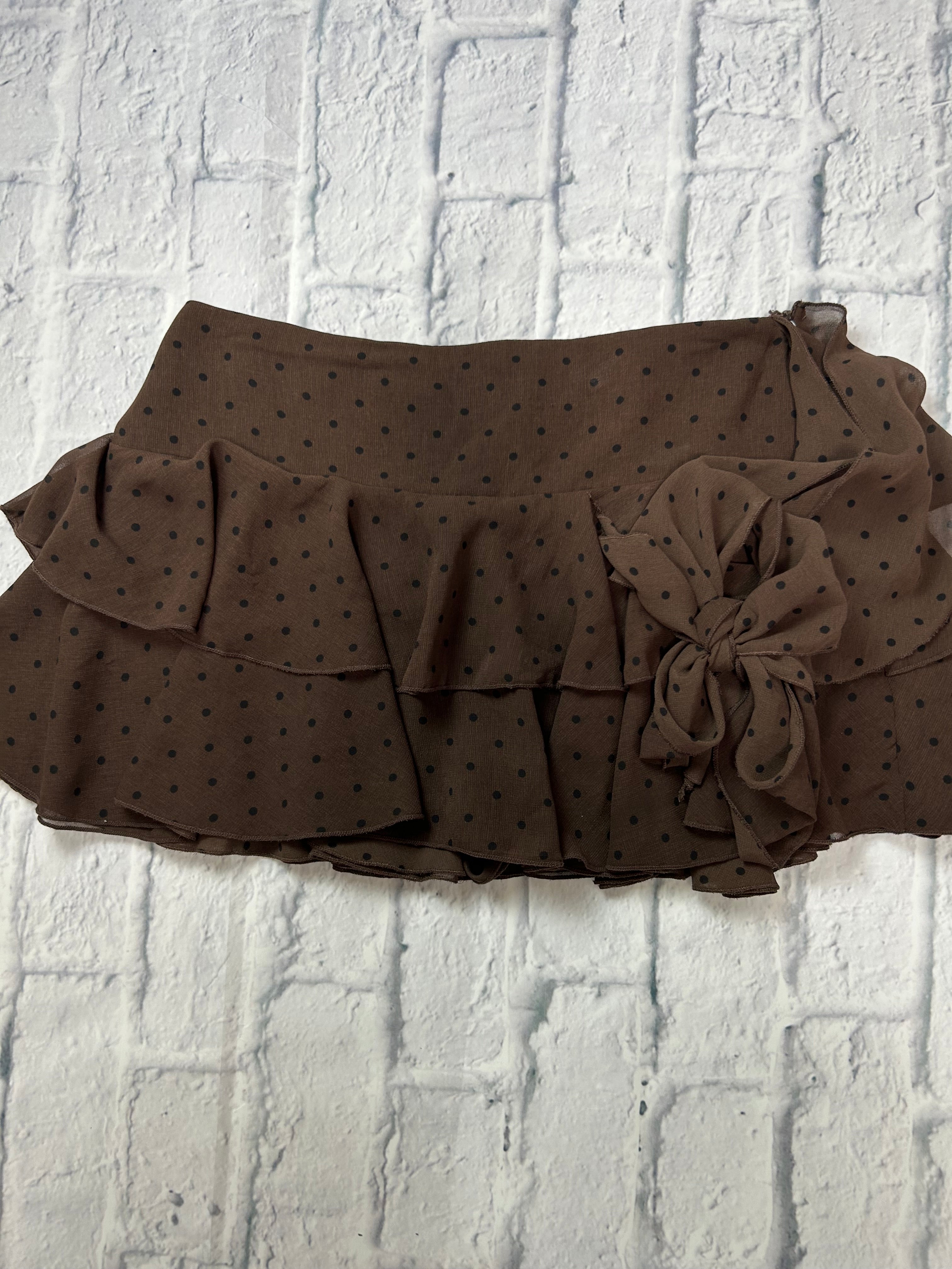Zara Mini Skort – Brown & Black Polka Dot – Size XS