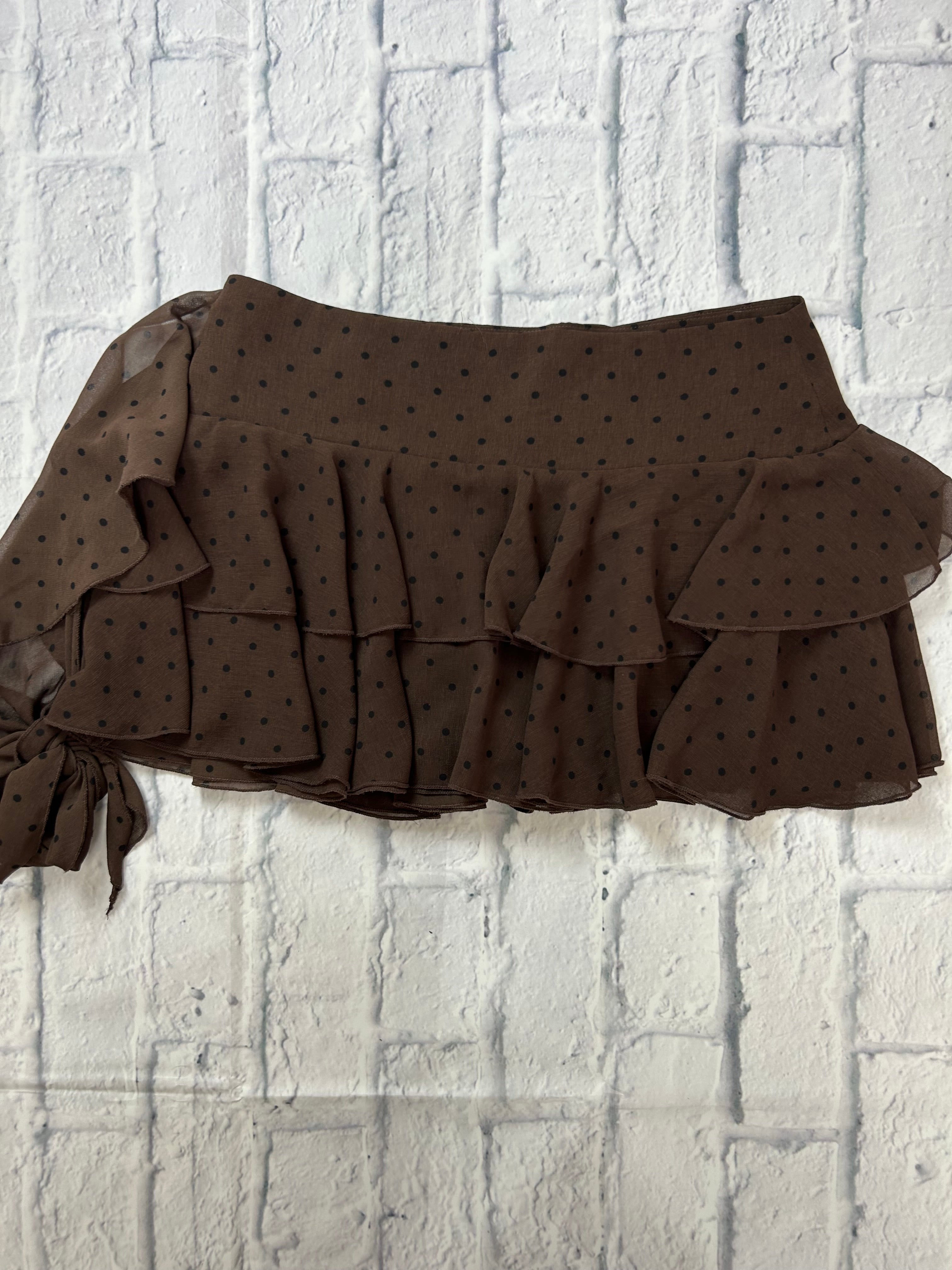 Zara Mini Skort – Brown & Black Polka Dot – Size XS
