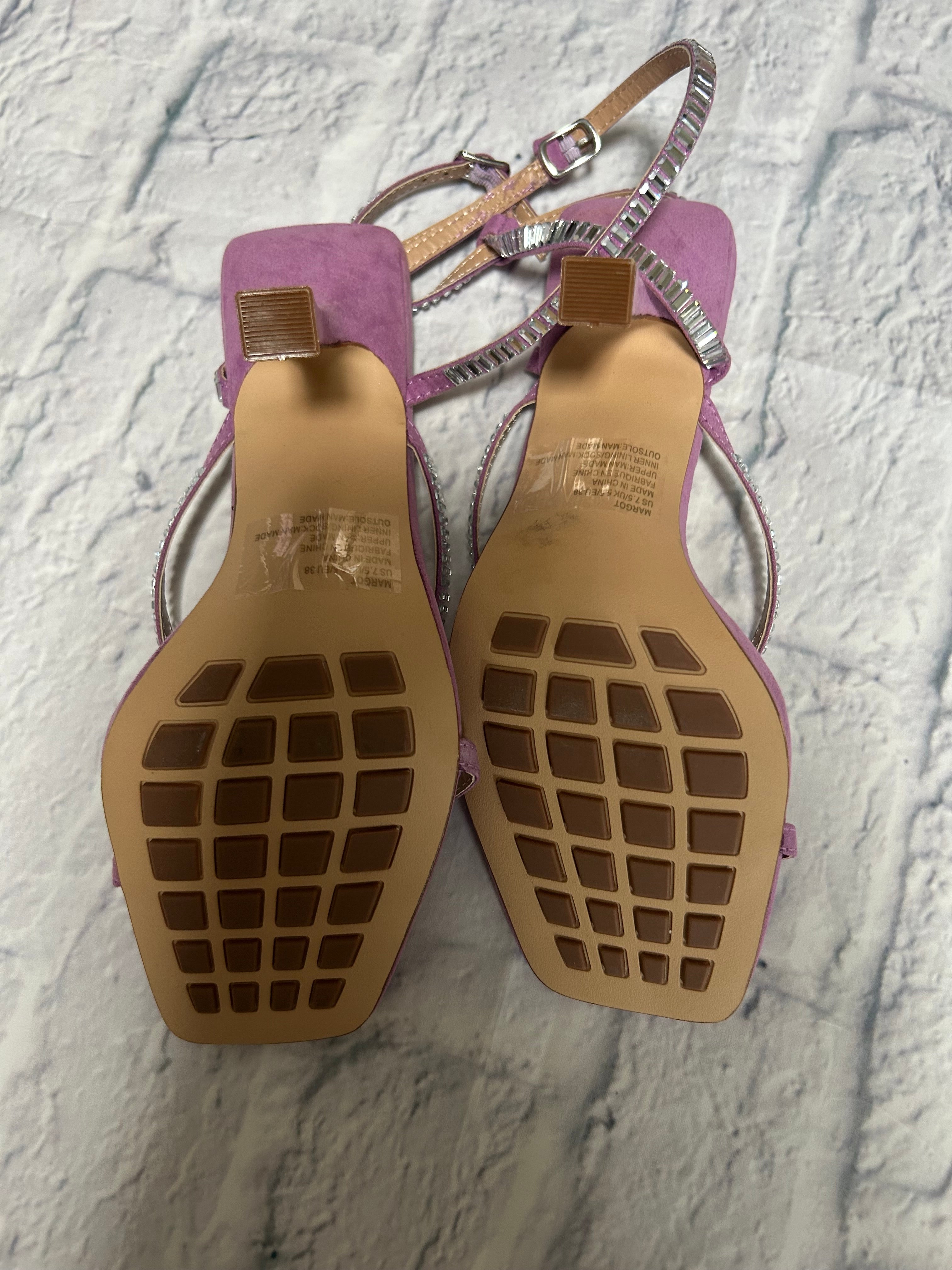 Shoe Dazzle Rhinestone Strappy Block Heels - Lilac - Size 7.5